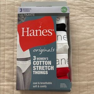 Hanes Originals - Women's, Cotton Stretch Thongs - Black, White, Red (8/XL)